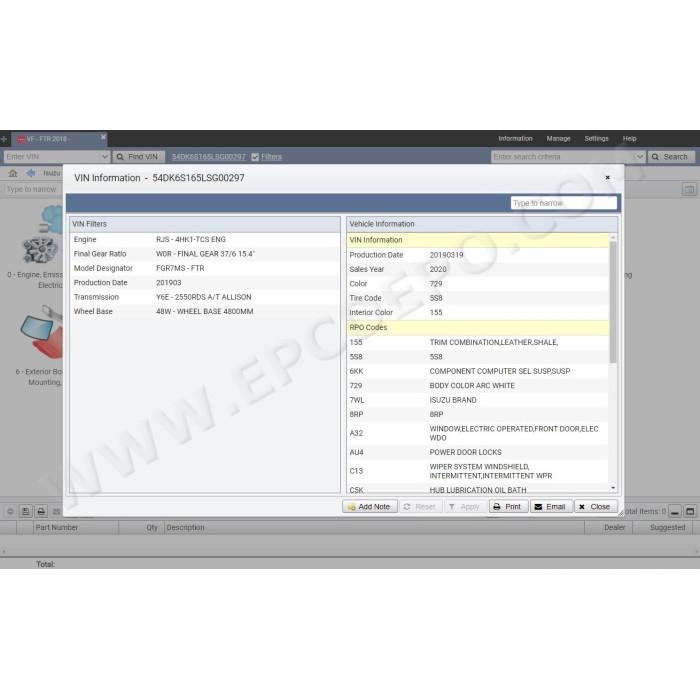 Isuzu North America Commercial vehicles EPC parts catalog 2021