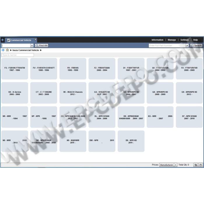 Isuzu North America Commercial vehicles EPC parts catalog 2017