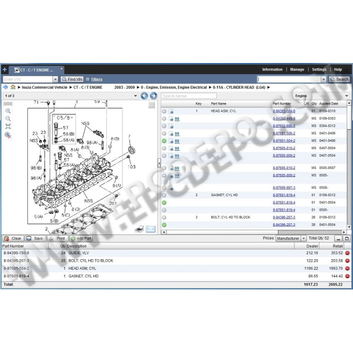 Isuzu North America Commercial vehicles EPC parts catalog 2017