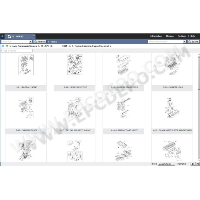 Isuzu North America Commercial vehicles EPC parts catalog 2016