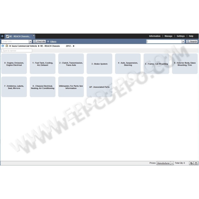 Isuzu North America Commercial vehicles EPC parts catalog 2016