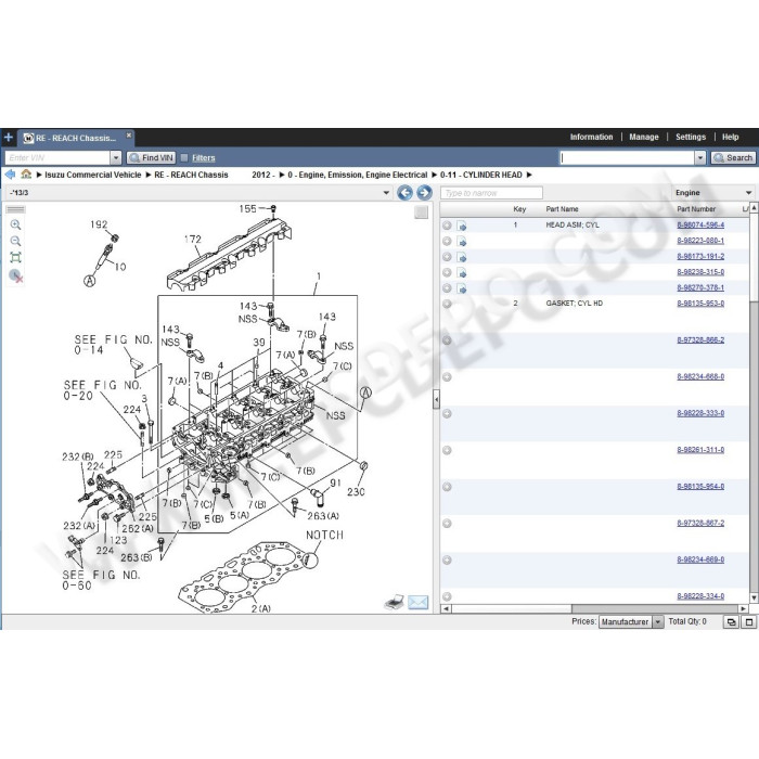 Isuzu North America Commercial vehicles EPC parts catalog 2016