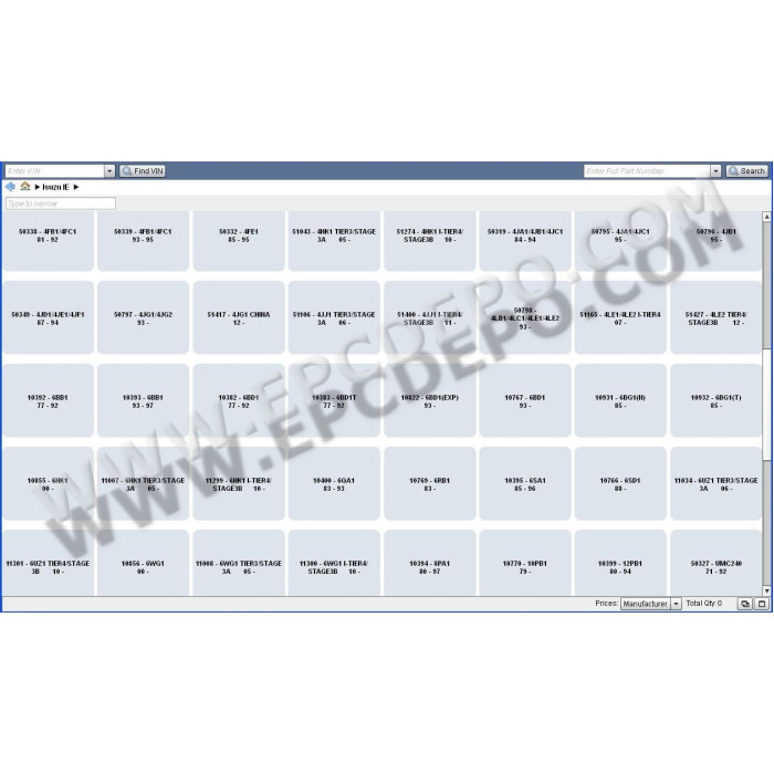 Isuzu Industrial Engine EPC spare parts catalog 2013