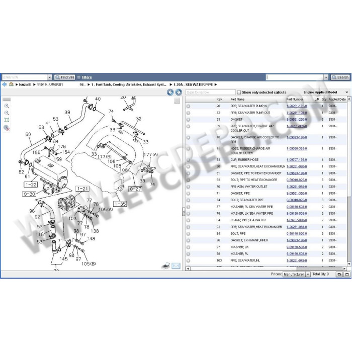 Isuzu Industrial Engine EPC spare parts catalog 2013