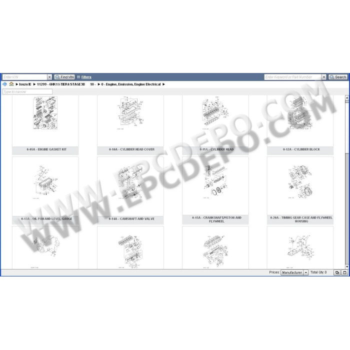 Isuzu Industrial Engine EPC spare parts catalog 2013