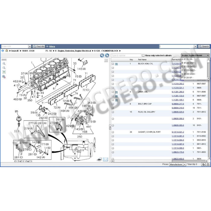 Isuzu Industrial Engine EPC spare parts catalog 2013