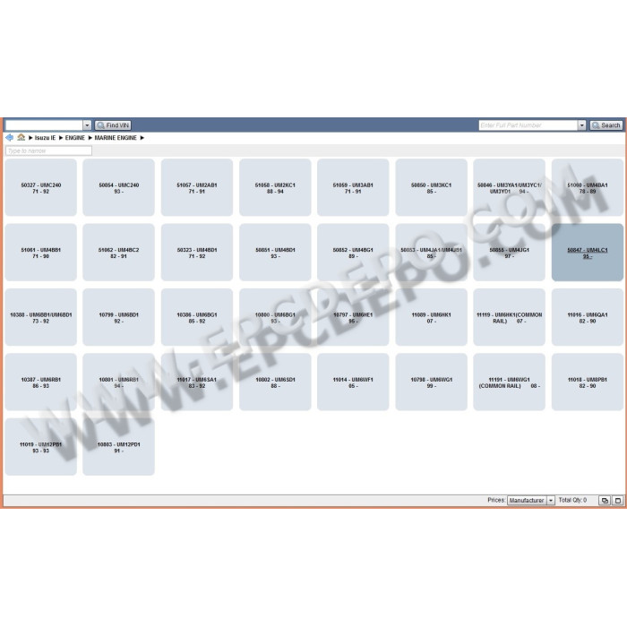 Isuzu Industrial / Marine Engine EPC spare parts catalog 2014