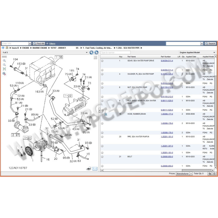 Isuzu Industrial / Marine Engine EPC spare parts catalog 2014