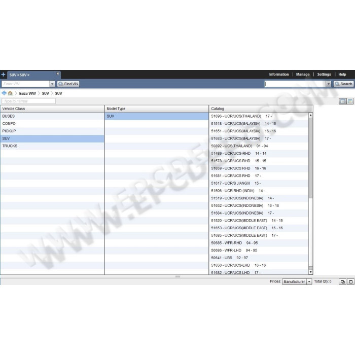 ISUZU WORLDWIDE EPC SPARE PARTS CATALOG 2018