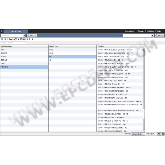 ISUZU WORLDWIDE EPC SPARE PARTS CATALOG 2016