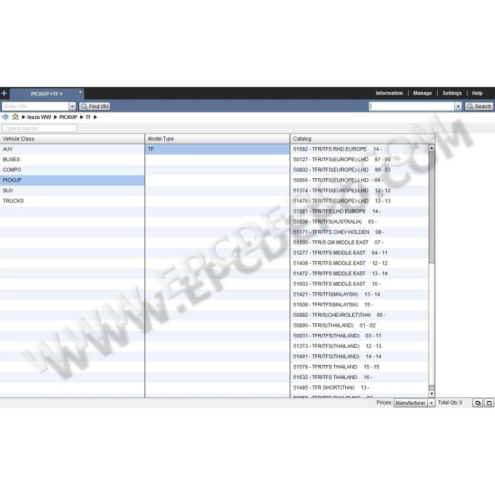 ISUZU WORLDWIDE EPC SPARE PARTS CATALOG 2016
