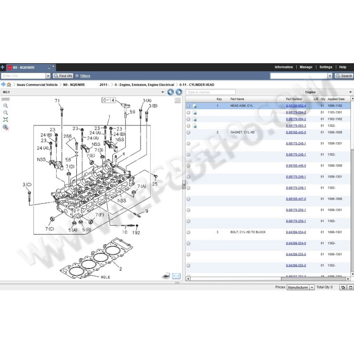 Isuzu North America Commercial vehicles EPC parts catalog 2018