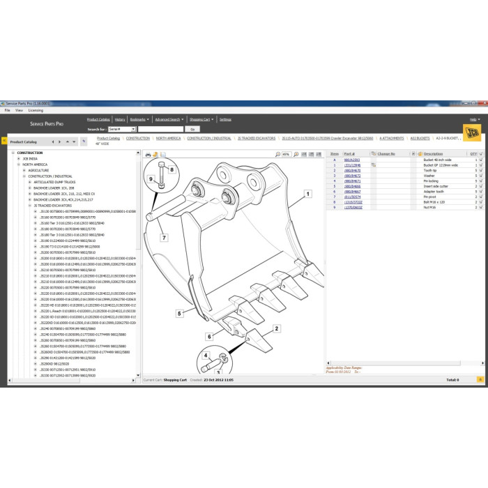 JCB SPP Service Parts Pro EPC parts catalog 2012