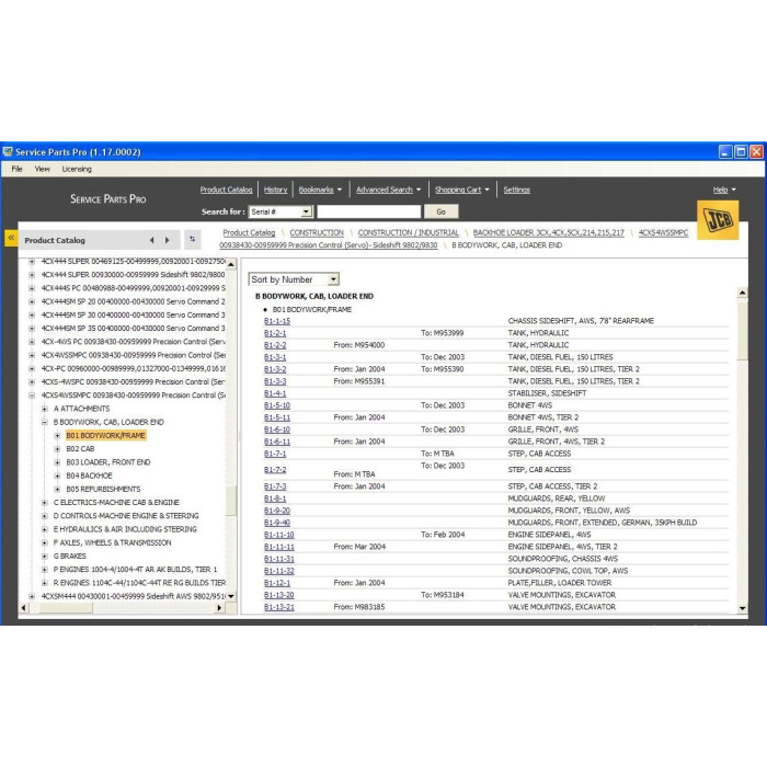 JCB SPP Service Parts Pro EPC parts catalog 2013