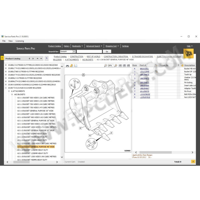 JCB SPP Service Parts Pro EPC parts catalog 2015