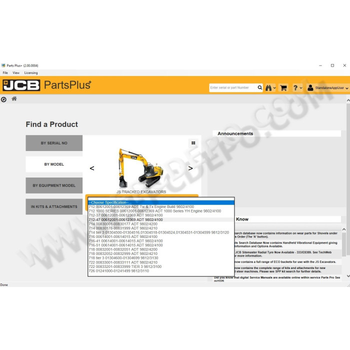 JCB SPP Service Parts Pro EPC parts catalog 2017