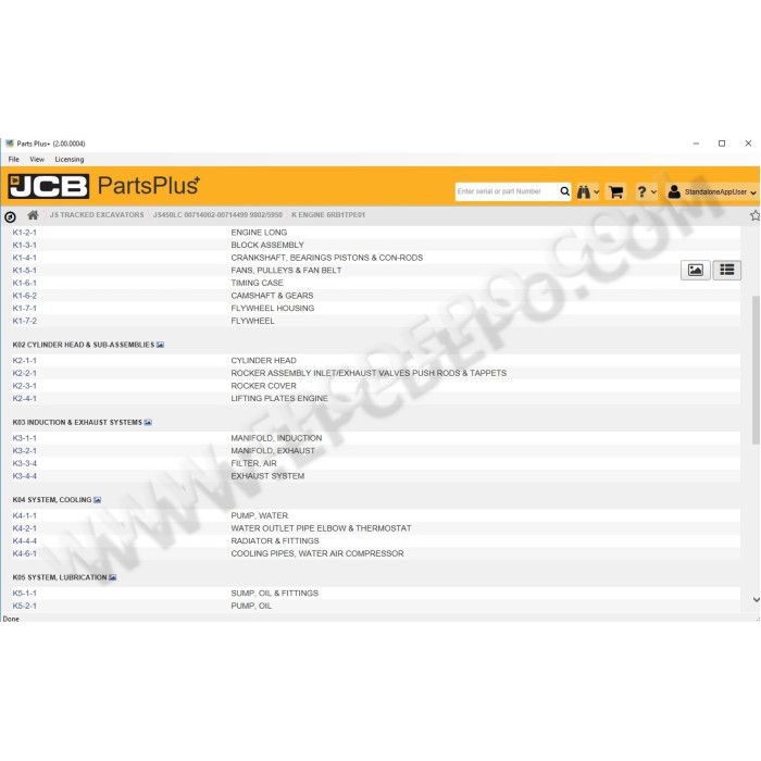 JCB SPP Service Parts Pro EPC parts catalog 2017