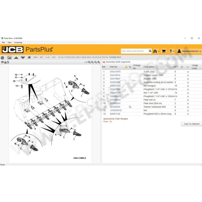 JCB SPP Service Parts Pro EPC parts catalog 2017