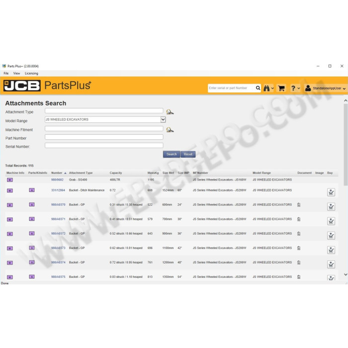 JCB SPP Service Parts Pro EPC parts catalog 2017