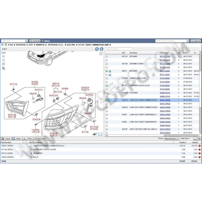 KIA NORTH AMERICA EPC 2016 SPARE PARTS CATALOG