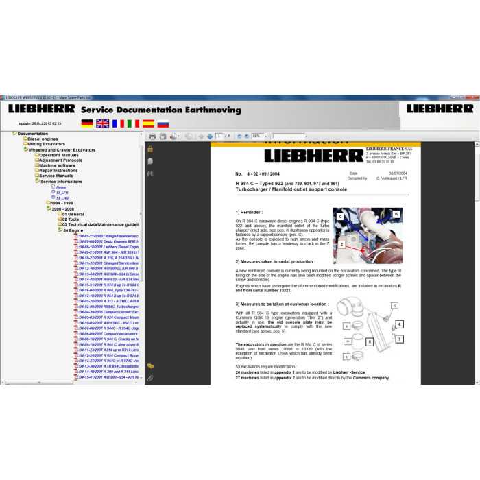 Liebherr Lidos EPC parts catalog + service offline 2012
