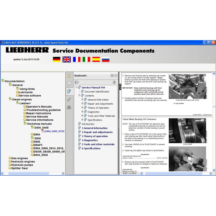 Liebherr Lidos Engine / MOT EPC parts + service offline 2013