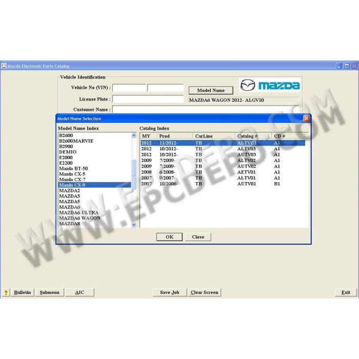 MAZDA GENERAL LHD EPC SPARE PARTS CATALOG 2018