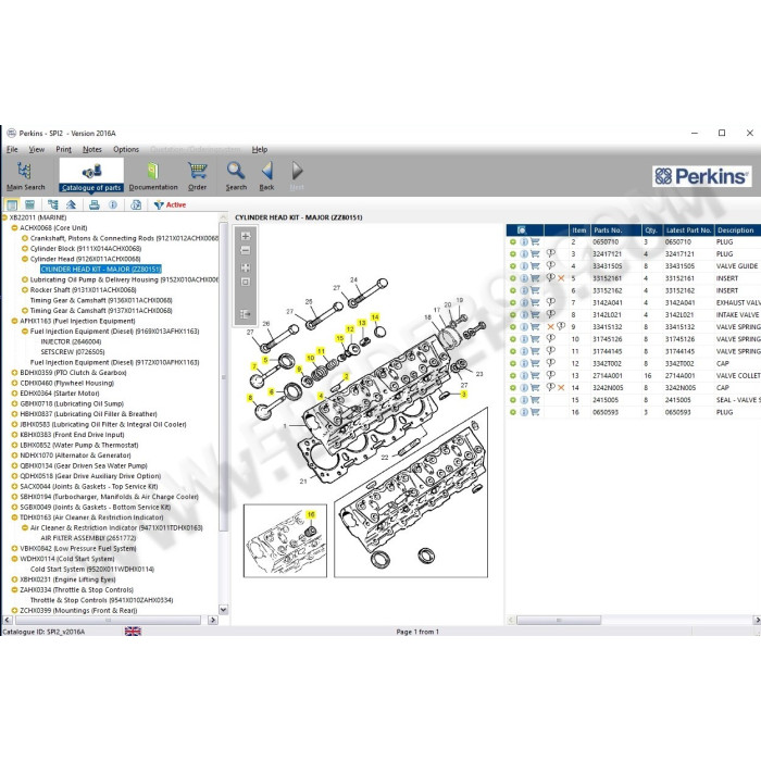 PERKINS SPI 2016A EPC PARTS CATALOG + EST2015A