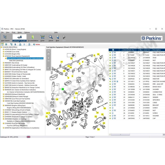 PERKINS SPI 2016A EPC PARTS CATALOG + EST2015A