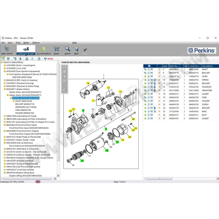 PERKINS SPI 2016A EPC PARTS CATALOG + EST2015A